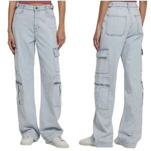 WeWoreWhat Utility Straight Denim Cargo Straight Leg Jeans Size 29